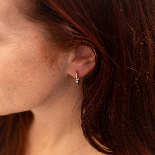 The Nicole Earrings | Lab Diamond Marquise & Round Huggie Hoops 9k Gold