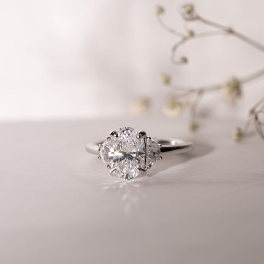 The Millie Ring | Lab Diamond Oval & Half Moon Cut Engagement Trilogy