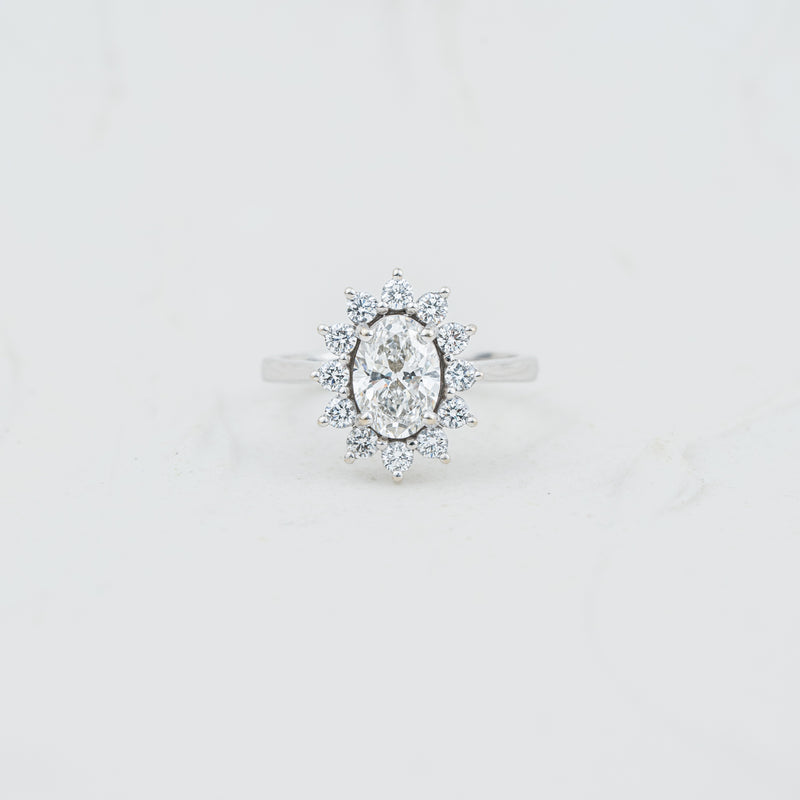 The Mina | Oval & Round Lab Diamond Vintage Halo Engagement Ring