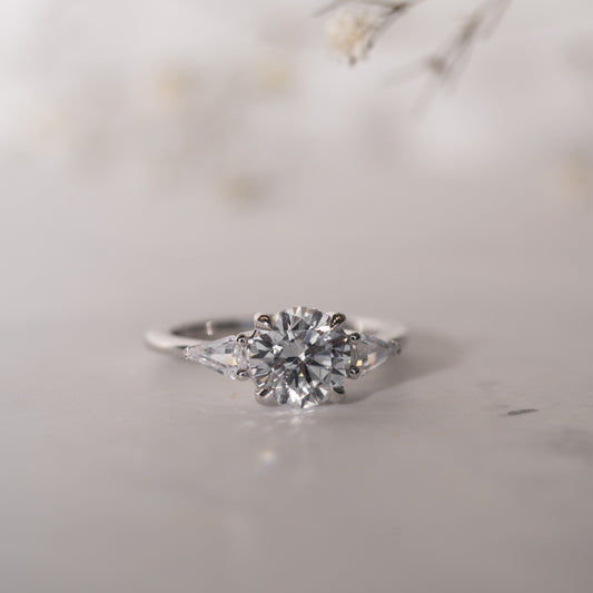 The Miranda Ring | Lab Diamond Round Brilliant & Shield Cut Engagement Trilogy