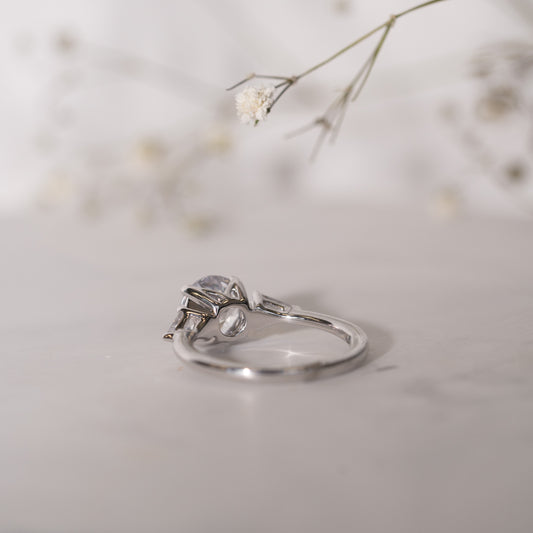 The Miranda Ring | Lab Diamond Round Brilliant & Shield Cut Engagement Trilogy