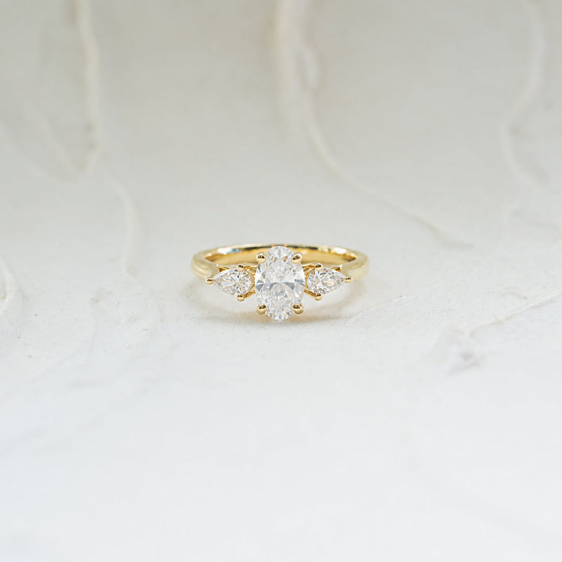 The Nancy | Oval & Pear Cut Lab Diamond Trilogy Engagement Ring