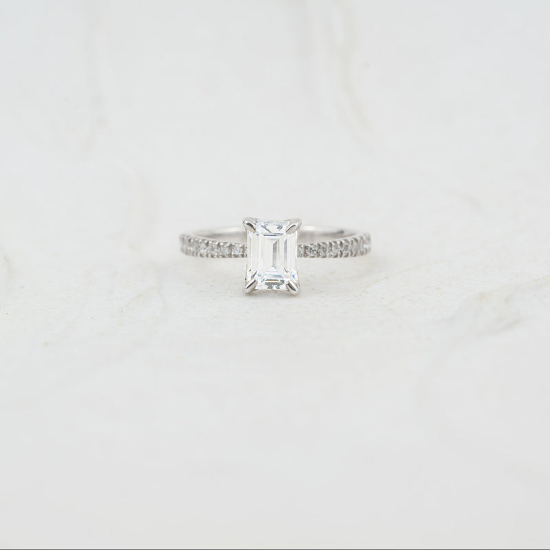 The Nouveau | Emerald Cut Lab Diamond Thin Shoulder Set Engagement Ring