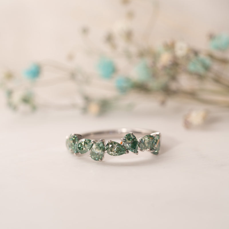 The Nova | Seafoam Green Pear-Cut Assymetric Stacking Ring