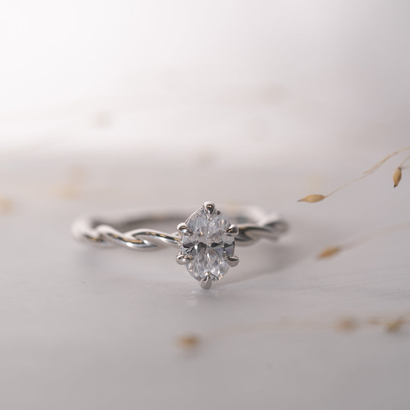 The Paloma | Lab Diamond Oval Twisted Band Solitaire Engagement Ring