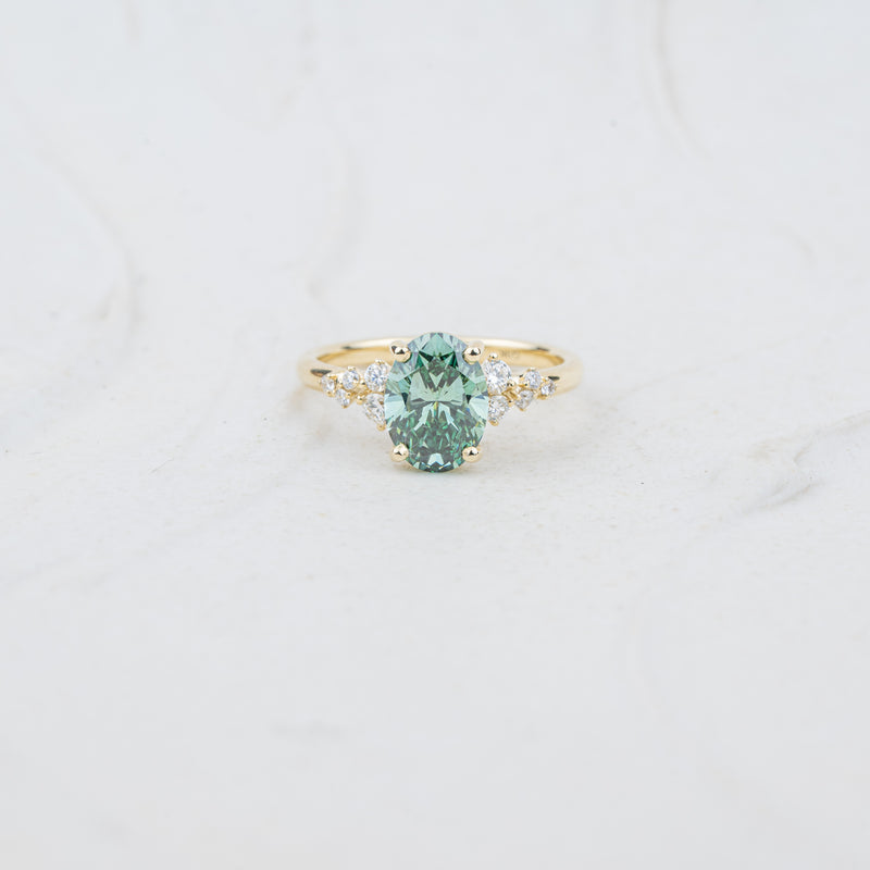 The Serephina - Coloured Diamond | Oval Lab Diamond Scattered Accented Engagement Ring