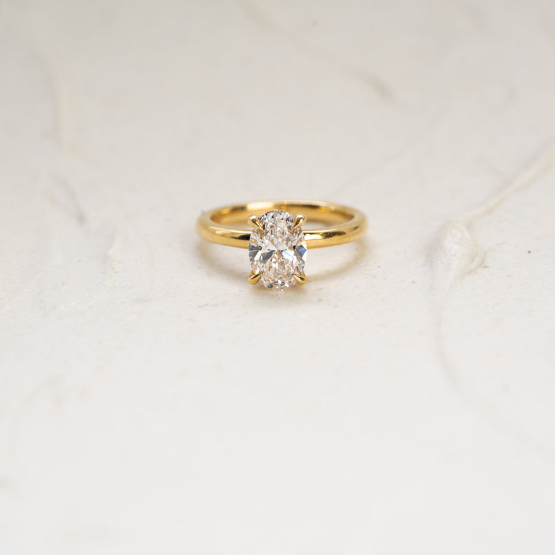 The Sira | Oval Cut Diamond with Hidden Halo Lab Diamond Solitaire Engagement Ring