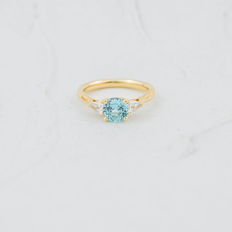 The Sophia - Coloured Diamond | Paraiba Tourmaline & Lab Diamond Trilogy Ring