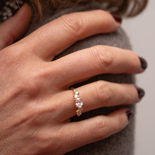 The Sophie Ring | Oval Lab Diamond Accented Engagement East-West Set