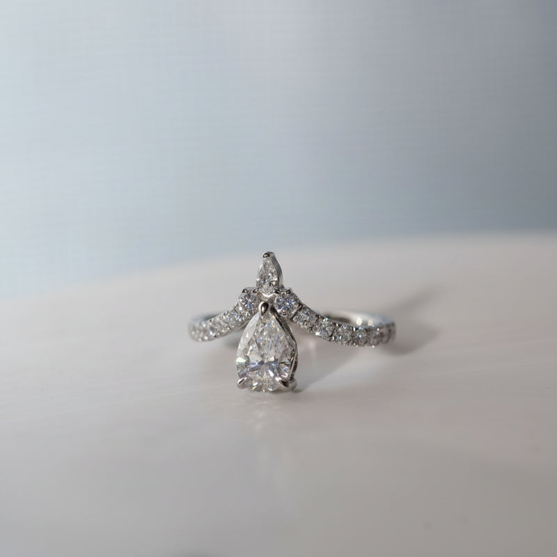 The Toya | Pear Lab Diamond Accented Pavé Statement Engagement Ring