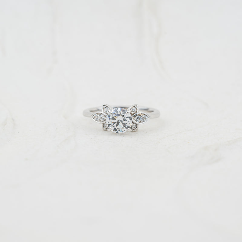 The Vani | Round Lab Diamond Nature Accented Solitaire Engagement Ring