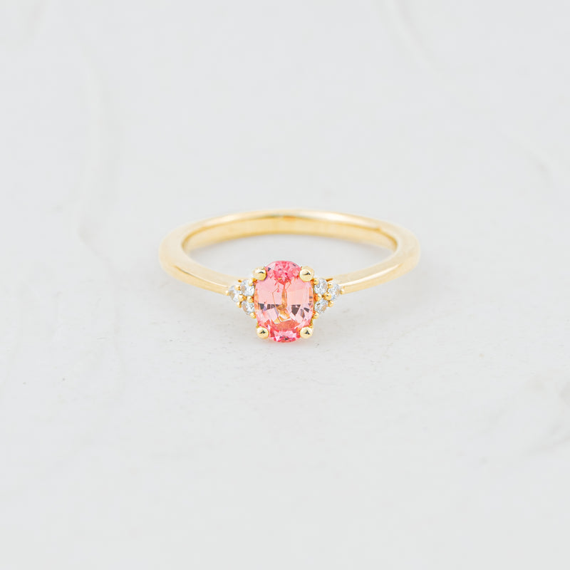 The Victoria - Coloured Diamond | Oval Cut Lab Diamond Accented Dainty Ring