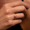 The Victoria Ring | 0.84ct Chatham® Oval Padparadscha Sapphire & Lab Diamond
