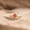 The Victoria Ring | 0.84ct Chatham® Oval Padparadscha Sapphire & Lab Diamond