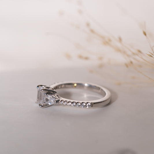 The Ysabel Ring | Lab Diamond Emerald & Pear Cut Engagement Trilogy