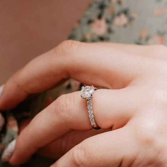 The Estella Ring | 1.45ct D-E VVS1 18k White Gold Shoulder Set Engagement