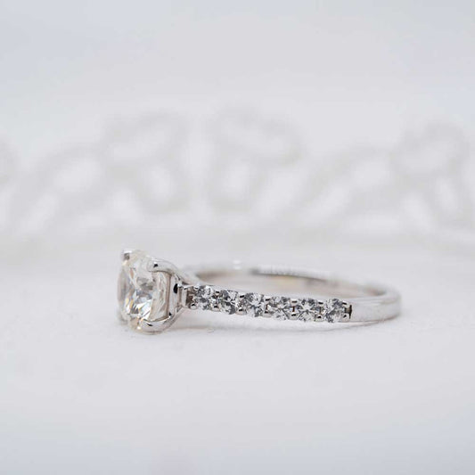 The Estella Ring | 1.45ct D-E VVS1 18k White Gold Shoulder Set Engagement