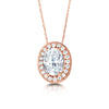 The Carrie Pendant | 1.25ct D-E VVS1 Oval Cut Halo 18k Rose Gold