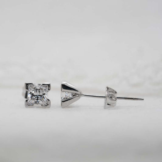 The Kady Earrings | 1.50ct D-E VVS1 Princess Cut 18k White Gold Solitaire