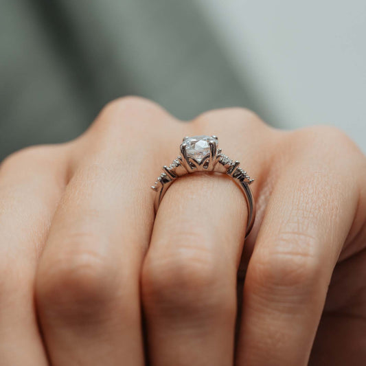 The Thandie Ring | Round Lab Diamond Accented Nature Inspired Engagement