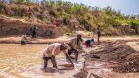 an image of a group mining diamonds in Africa in extreme conditions 