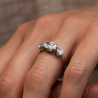 Bespoke East West Oval Trilogy Georgian Style Engagement Ring 