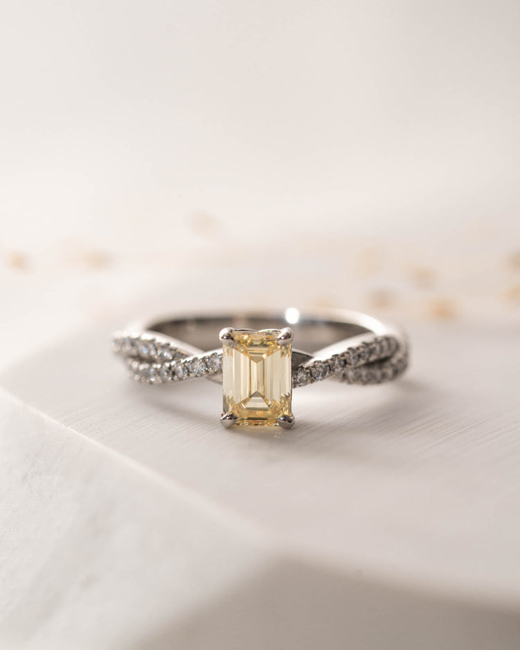 Fancy Yellow Emerald Cut Engagement Ring