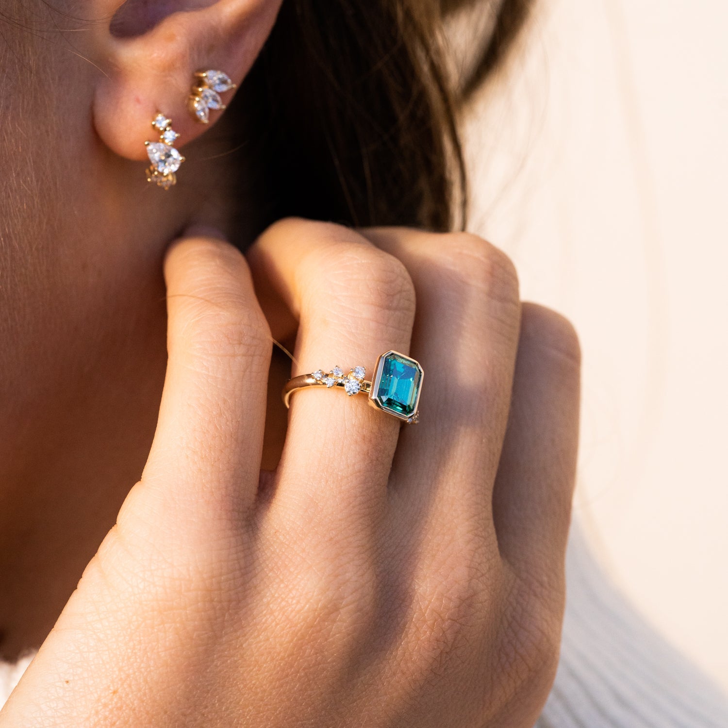 Green Moissanite Emerald Cut Ring