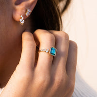 Green Moissanite Emerald Cut Ring