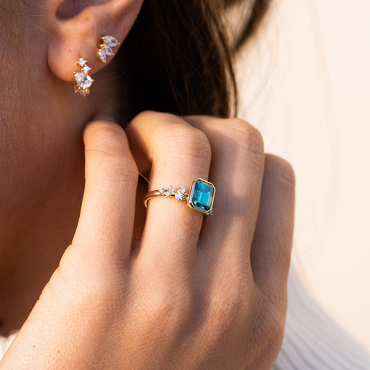 Green Moissanite Emerald Cut Ring