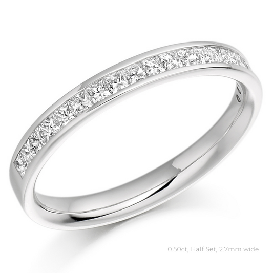 The Ellora Ring | Princess Lab Diamond Half Channel Set Wedding