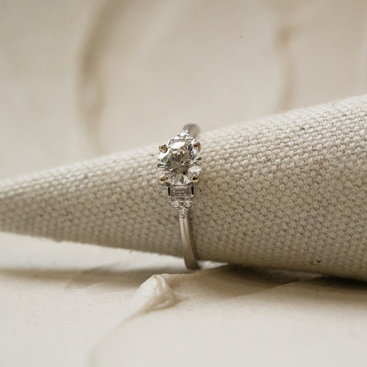 The Abi | Round Lab Diamond Baguette Art Deco Engagement Ring