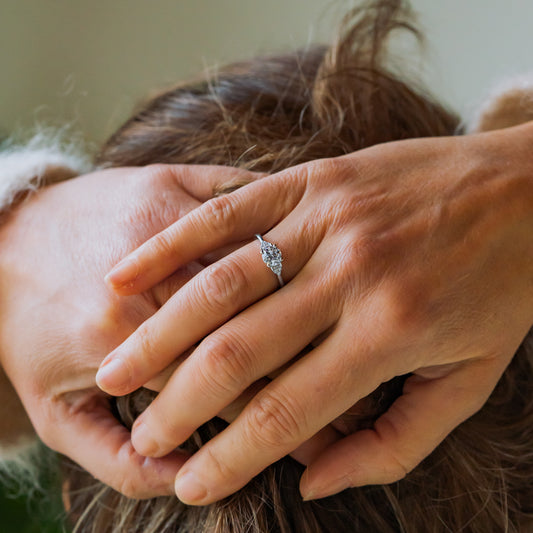 The Abi | Round Lab Diamond Baguette Art Deco Engagement Ring