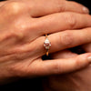 The Alana Ring | 1.30ct Chatham® Radiant Cut Lab Diamond & Champagne Sapphire Trilogy
