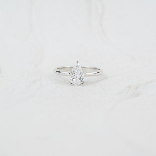 The Ali | Pear Cut Lab Diamond Dainty Solitaire Engagement Ring