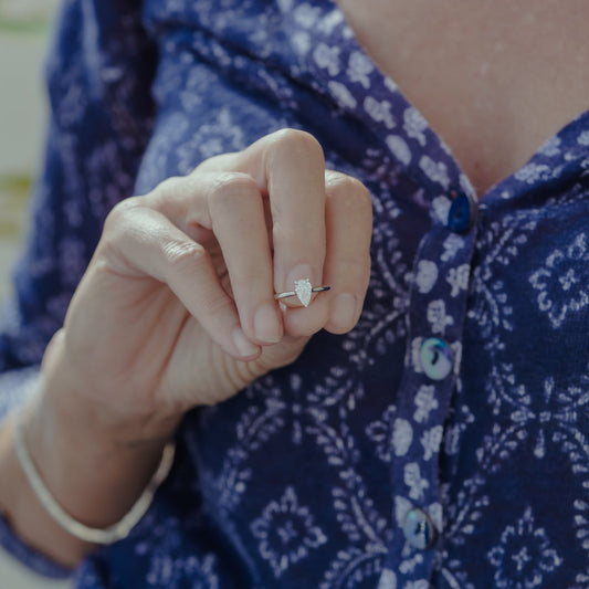 The Ali | Pear Cut Lab Diamond Dainty Solitaire Engagement Ring