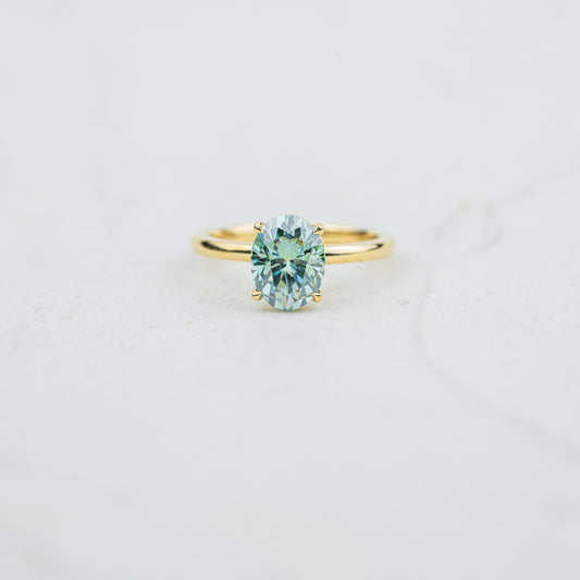 The Alice - Coloured Diamond | Oval Cut Diamond Four Claw Solitaire Engagement Ring