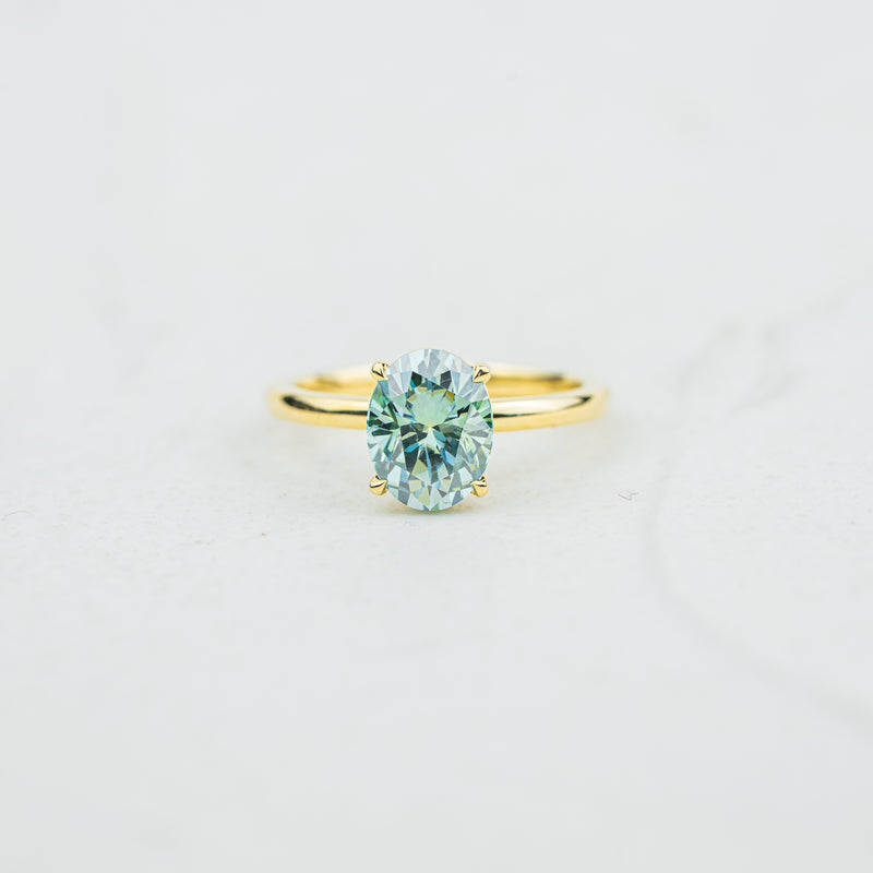 The Alice - Coloured Diamond | Oval Cut Diamond Four Claw Solitaire Engagement Ring