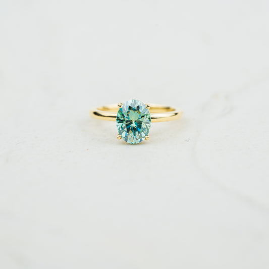 The Alice - Coloured Diamond | Oval Cut Diamond Four Claw Solitaire Engagement Ring