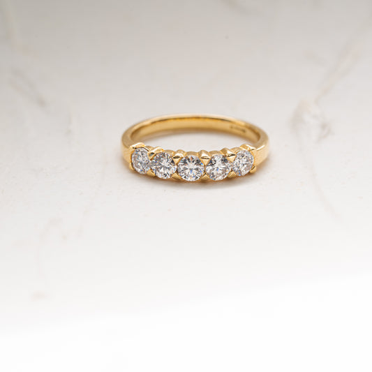 The Amabel Ring | 1.25ct D-E VVS Five Stone 18k Fairtrade Yellow Gold