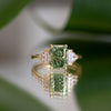 The Amber Ring | Emerald Cut Green Lab Diamond Art Deco Accented Engagement