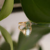 The Amber Ring | Emerald Cut Green Lab Diamond Art Deco Accented Engagement