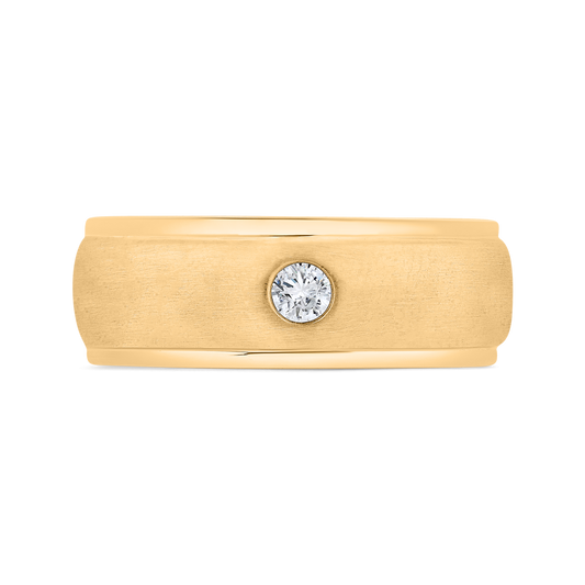 The Logan Ring | Round Brilliant Lab Diamond Wide Textured Solitaire Band