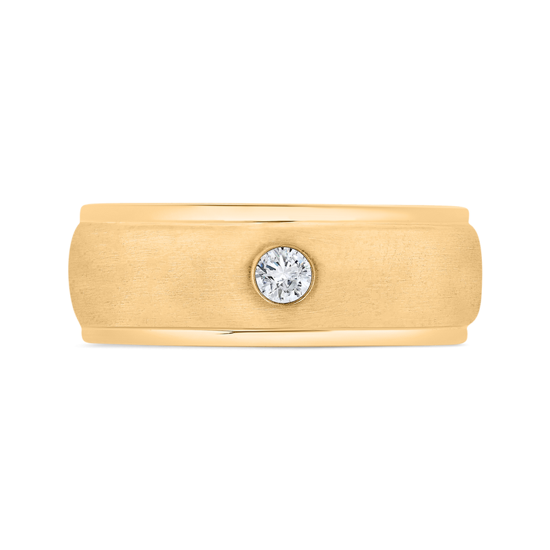 The Logan Ring | Round Brilliant Lab Diamond Wide Textured Solitaire Band
