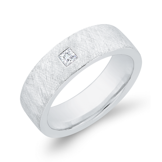 The Orion Ring | Lab Diamond Princess Cut Textured Band Solitaire