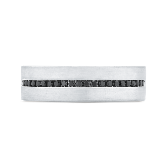 The Thanos Ring | Channel Set Round Black Lab Diamond Textured Band