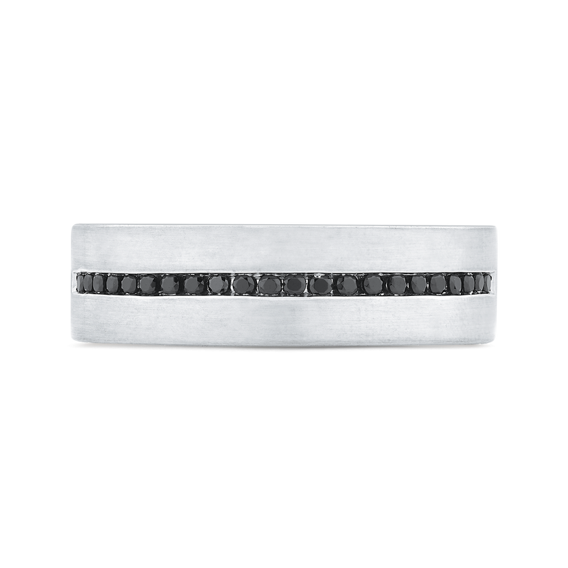 The Thanos Ring | Channel Set Round Black Lab Diamond Textured Band