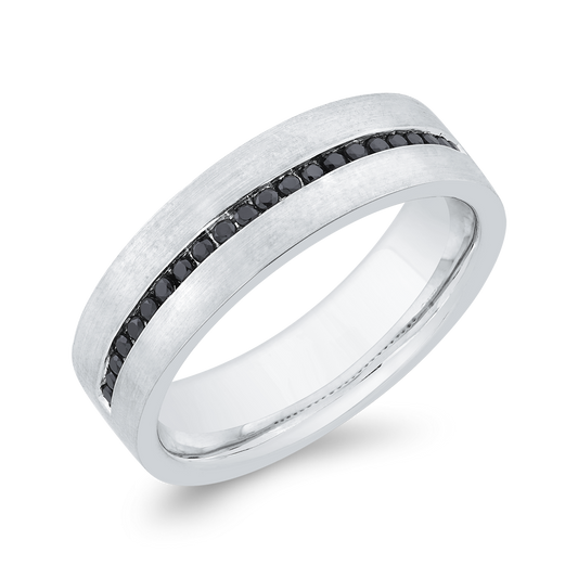 The Thanos Ring | Channel Set Round Black Lab Diamond Textured Band