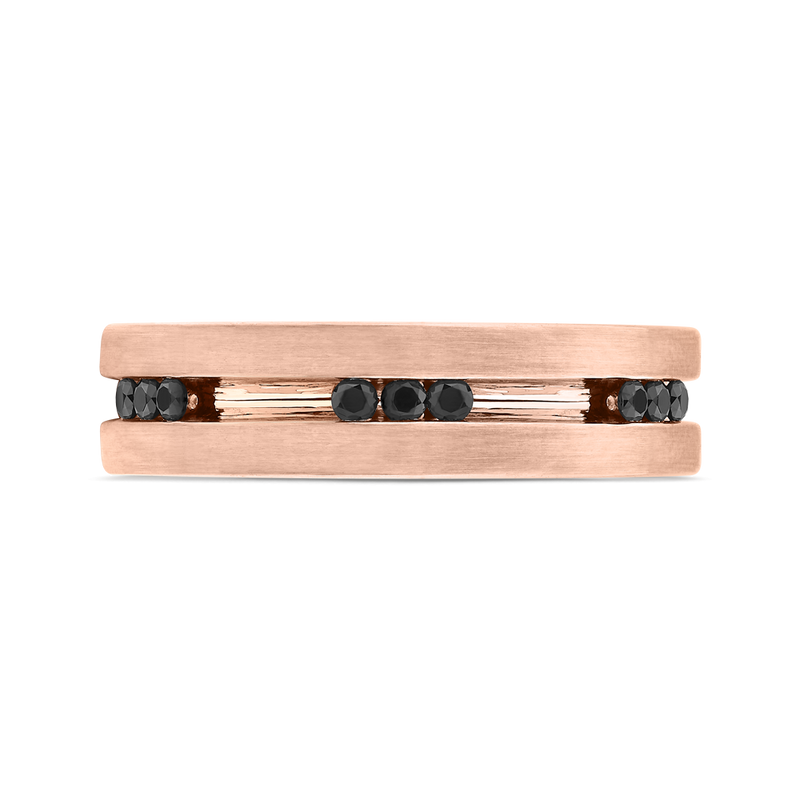 The Pieter Ring | Black Lab Diamond Round Brilliant Textured Channel Set Band