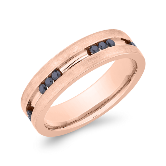 The Pieter Ring | Black Lab Diamond Round Brilliant Textured Channel Set Band